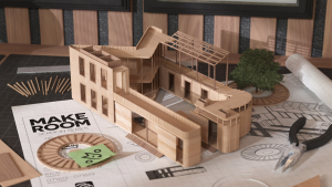 Architecture model of the Make Room logo
