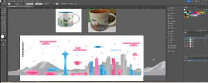 Custom "You Are Here" mug illustration of Seattle